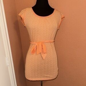 NWOT Abercrombie and Fitch Orange Geometric Pattern Tie Waist Blouse Y2K Vintage